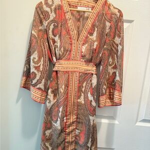 Paisley Patterned Dress with Bell Sleeves